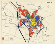 212090 Kaart van de gemeente Utrecht met omgeving; met weergave van de stadsuitbreidingen in de periode 1840-1950; met ...